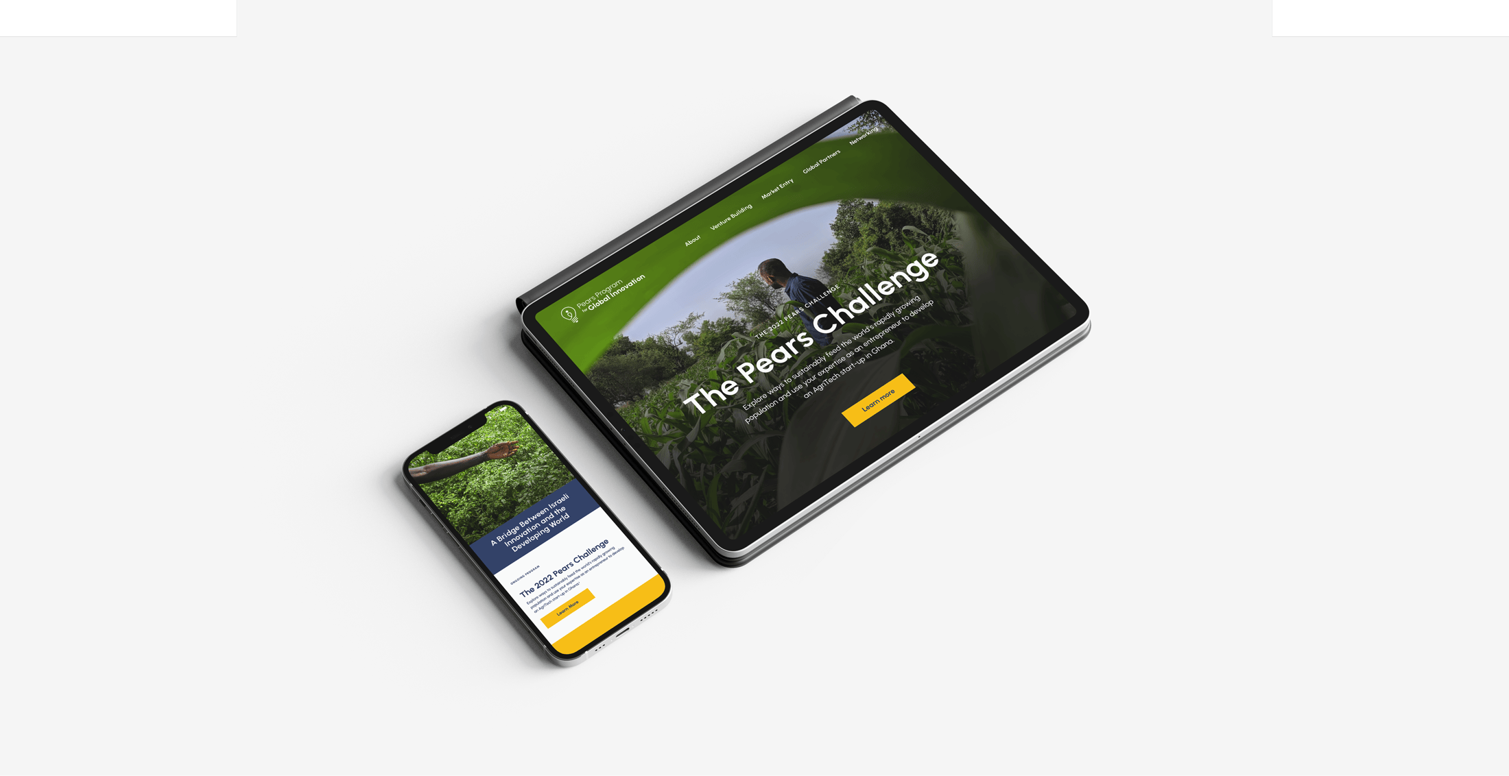 The Nura Pears Challenge site on iPad and iPhone